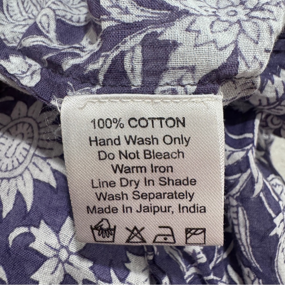 Daughters of India Kyra Mini Dress Cotton Blue Iris Boho Floral Flowy Blue 3XL - Picture 12 of 13